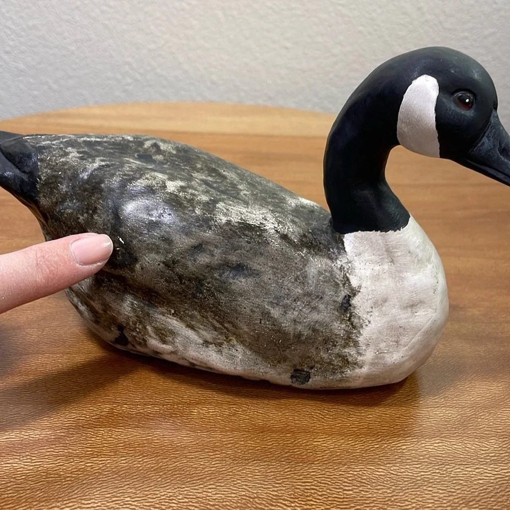 Vintage Hand Crafted Hand Made ‘87 Ceramic Goose Black &White Rustic Cabin Decor